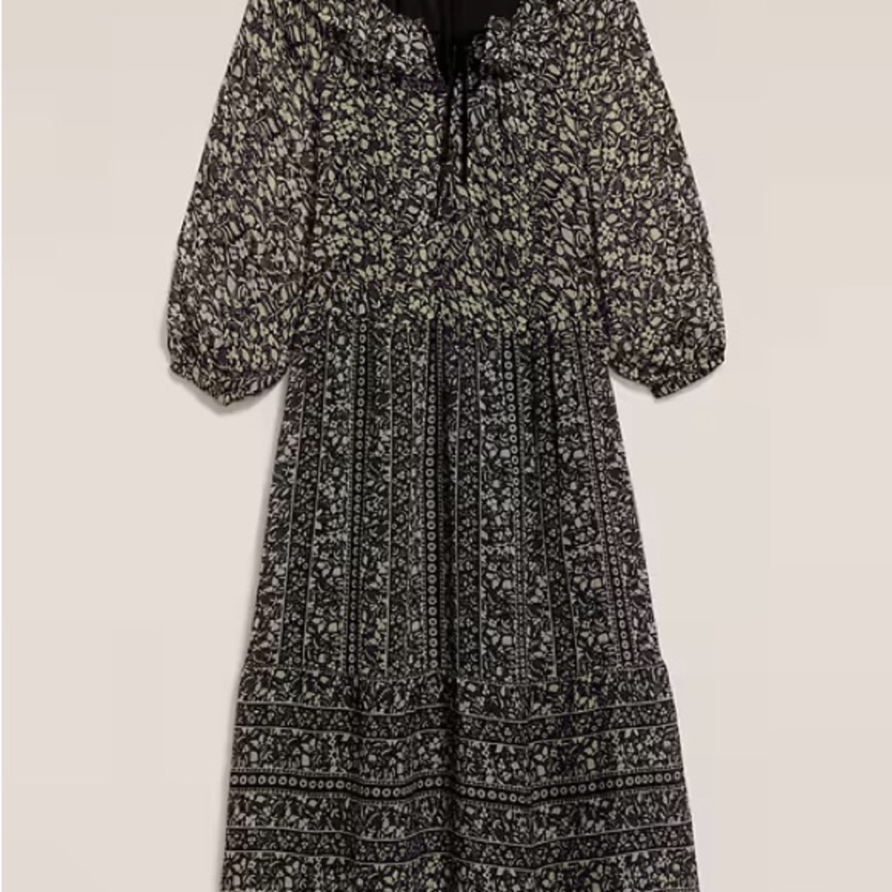 Floral Black and Cream Women's Dress